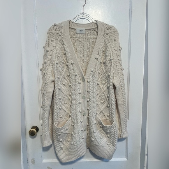 Aritzia Alps Merino wool-cotton cable-knit cardigan Size S $198 LIKE NEW - Picture 1 of 7